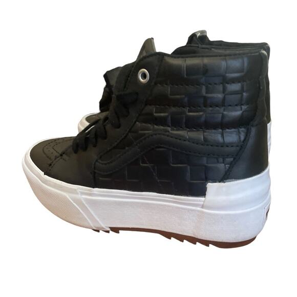 Vans SK8-Hi Platform Sneaker Women 6 Emboss Checkered High Top Lace Up Black - Picture 2 of 11
